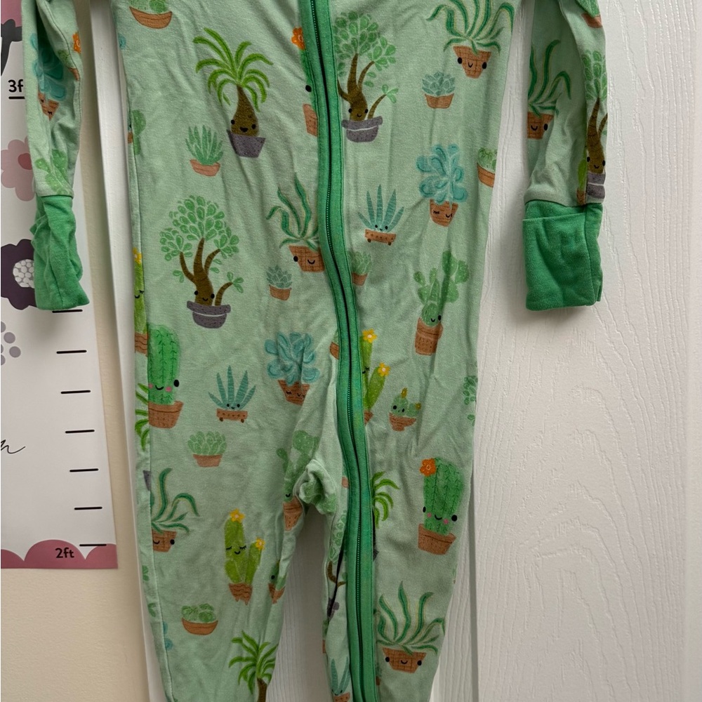 Little Sleepies Green Plant Print Kids Pajama Set